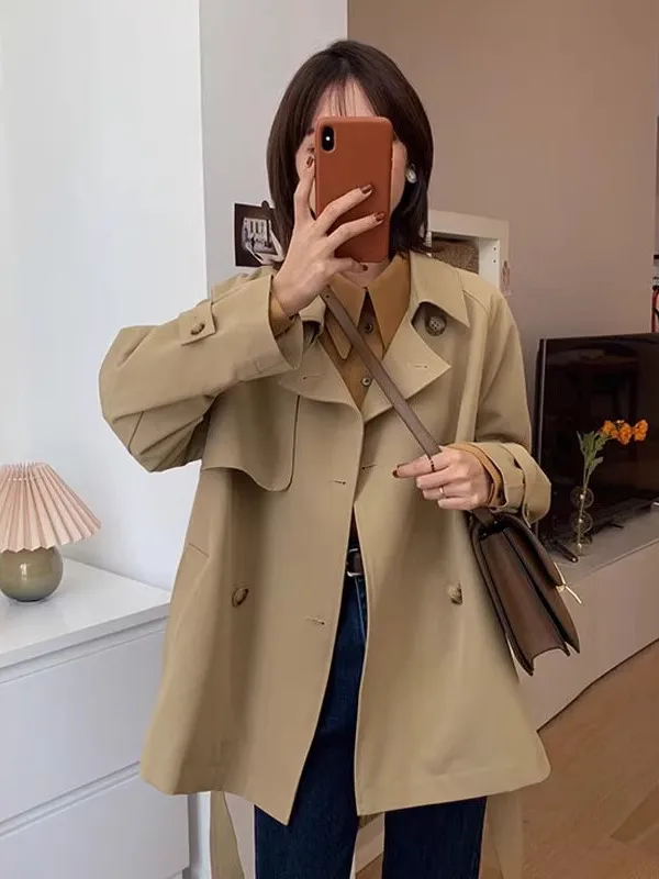 

Корейская женская ветровка свободного кроя, весна-осень, новая, маленький размер, стройнящая, средней длины, модная