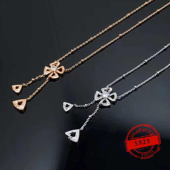 Fashion Hot Selling Jewelry Customized S925 Silver Luxury Diamond Eternal Flower Necklace Birthday Party Earrings Gift