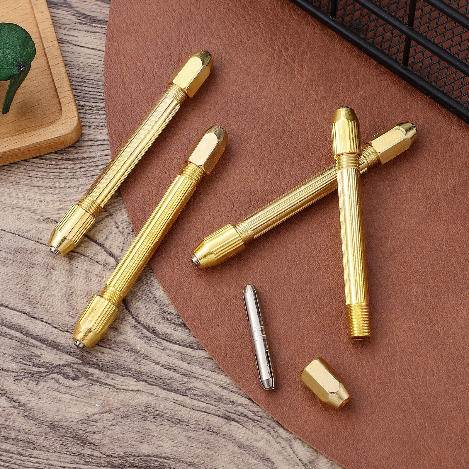 4Pcs High Precision Mini Hand Drill Double Head Micro Carving Tool for Watch Repair Wood Plastic Horn Amber Walnut