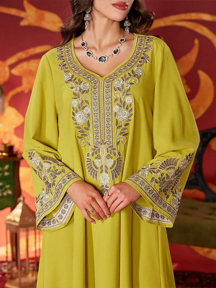 

Ид женское платье макси с вышивкой мусульманская Абая Дубай кафтан Турция Kebaya кафтан марокканский женский халат ислам Джалабия Vestidos Abayo