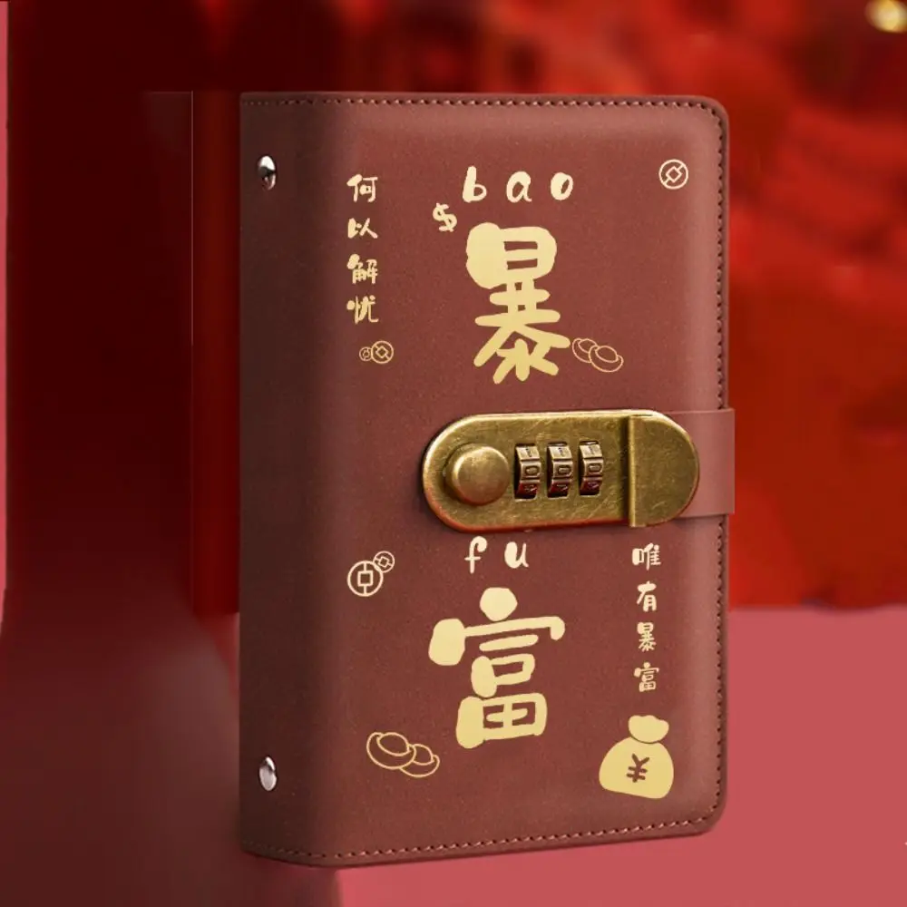 With Password Lock Saving Money Binder Wallet Storage Handbook Budget Binder with Lock A6 PU Leather Planner Organizer Unisex