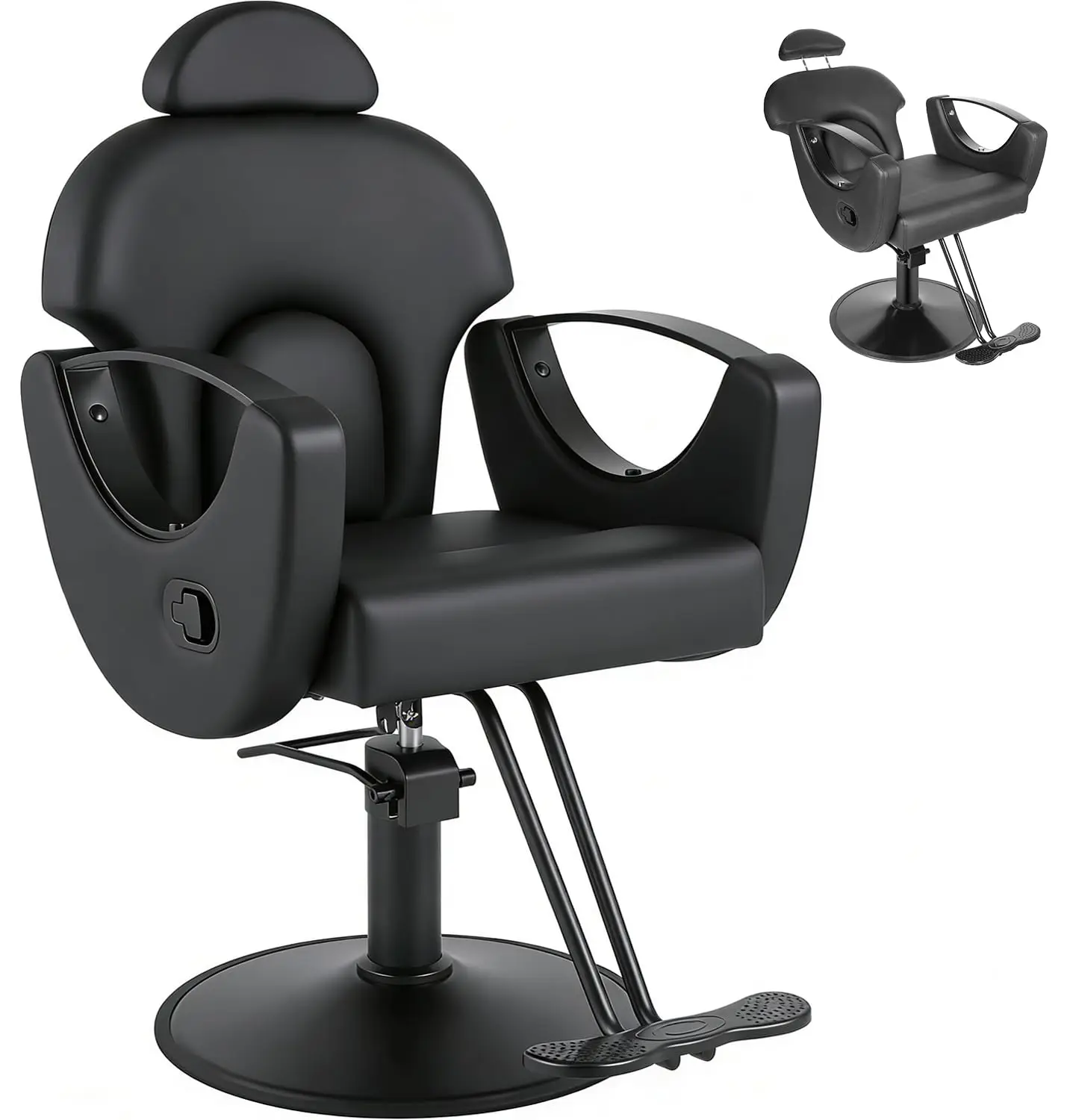 Salon Barber Chair Reclining 360° Swivel Adjustable Hydraulic Heavy Duty Hair Stylist Spa Shampoo Tattoo Black, Customized