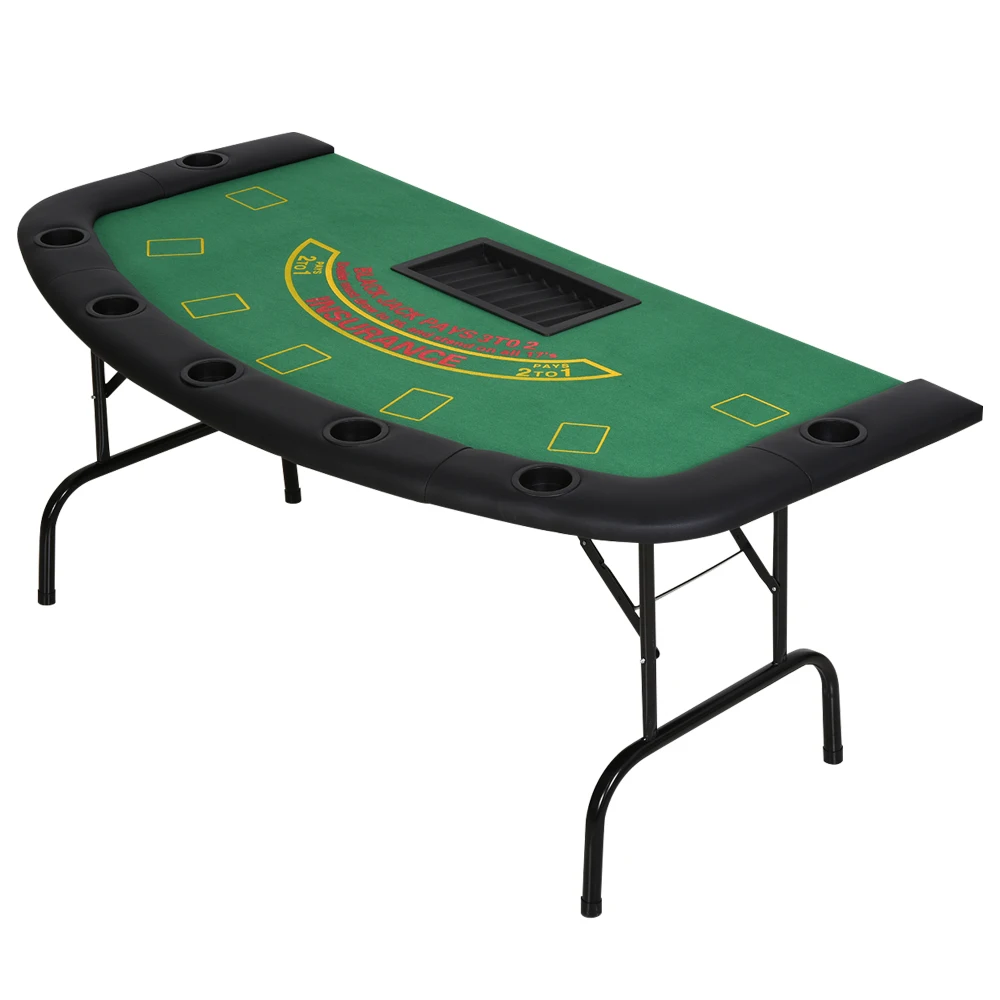 

Poker Table Foldable, 72" Blackjack Table for 7 Players with Chip & Cup Holder, Green Felt