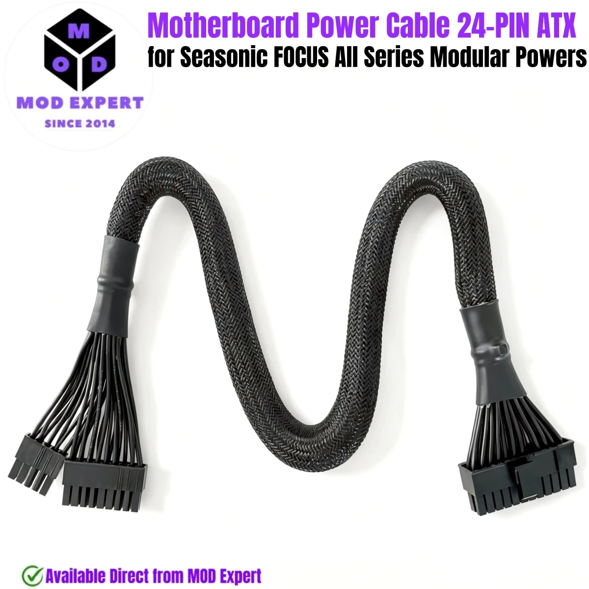 Motherboard Power Cable 24Pin ATX Sleeved Net for Seasonic FOCUS Platinum & Gold 1300W, 1000W, 850W, 750W, 650W Modular Powers