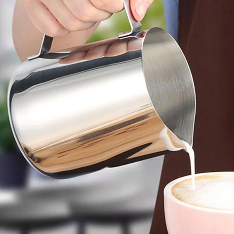 Milk Frothing Pitcher Stainless Steel Coffee Steam Frother Cup, Espresso Steaming Coffee Barista Latte Cappuccino Milk Jug