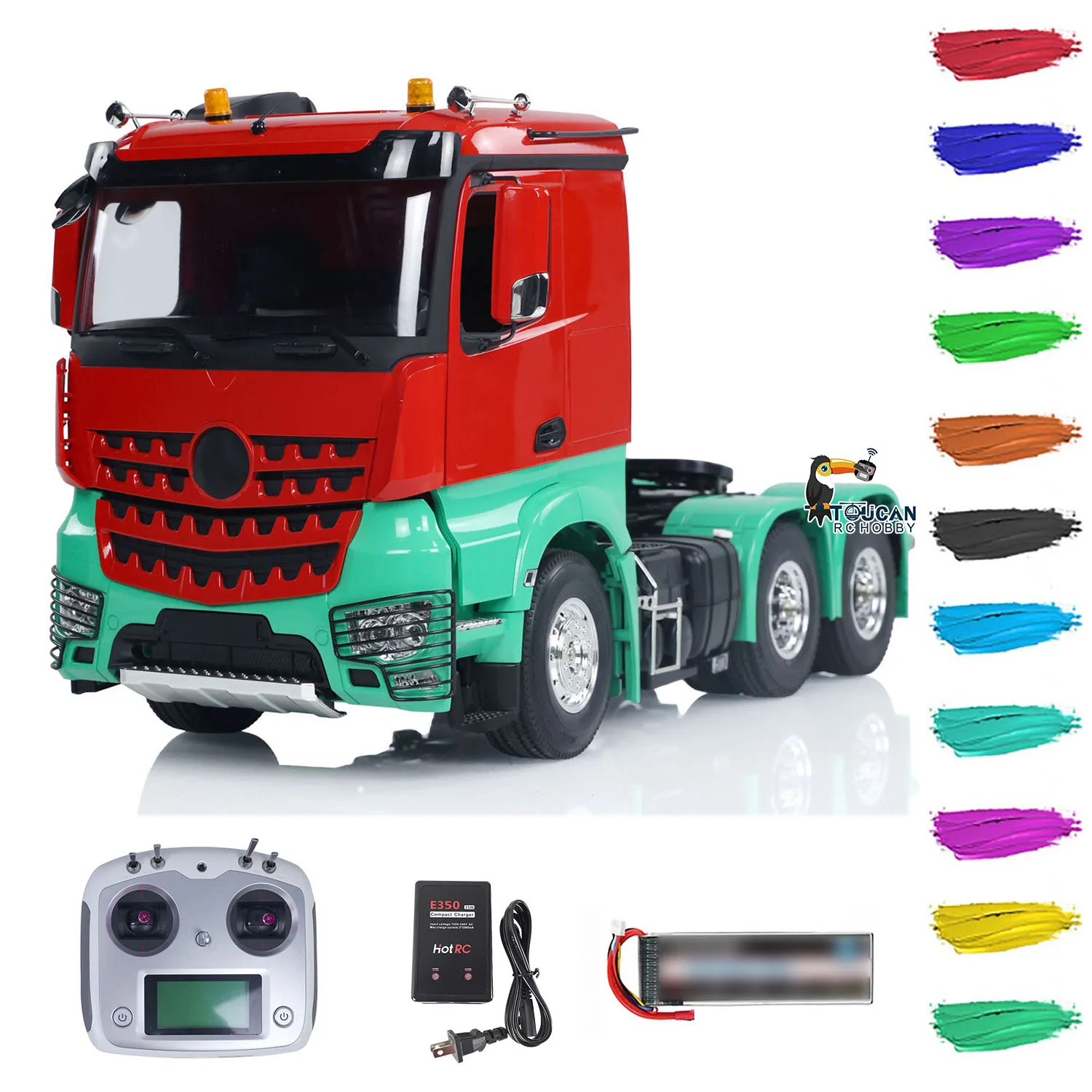 6x4 RTR 1/14 RC Tractor Truck Flysky I6S Remote Control 3-speed Gearbox Car Painted Model With Sounds Lights Battery THZH1853