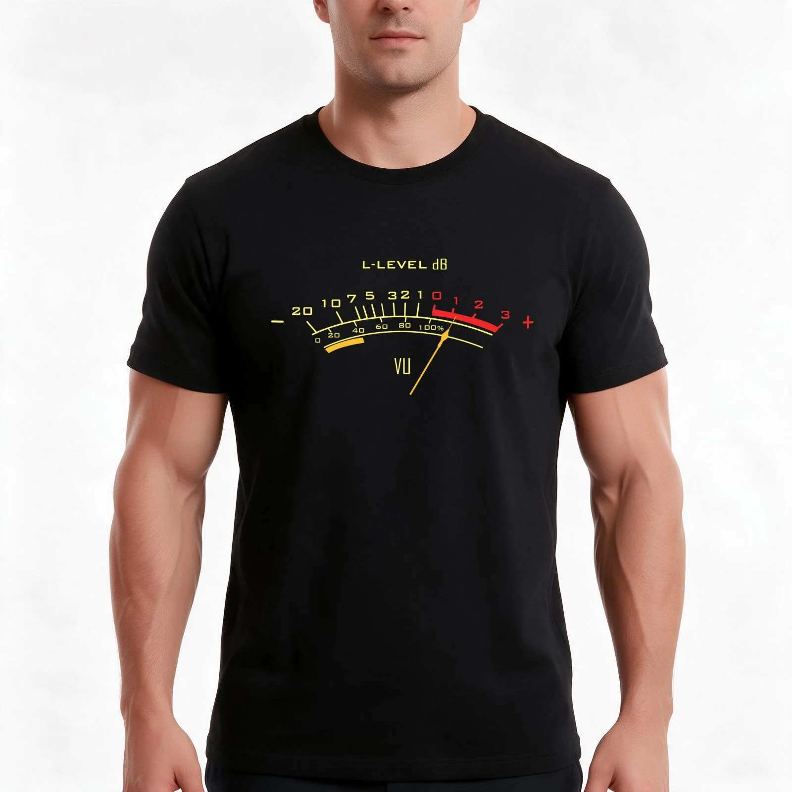 VU Meter T-Shirt, Summer Casual Cotton Tee, Oversized Streetwear Tops, Vintage Graphic Print, Loose Fit Short Sleeve