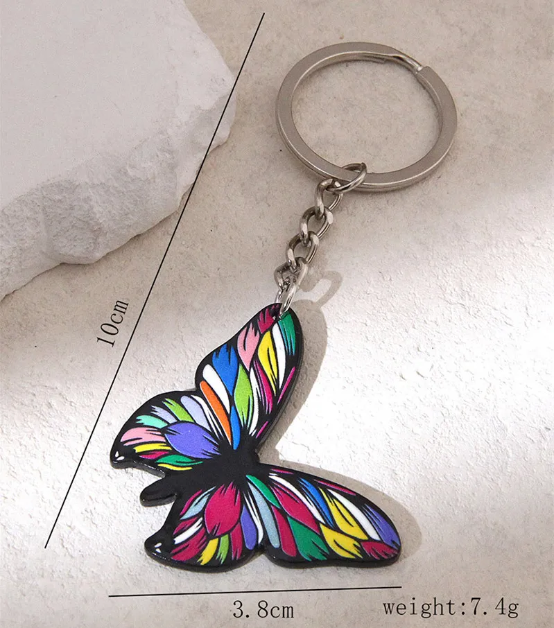 Kymyad Fashion KeyChain For Christmas Gifts Bag Charms Colorful Butterfly Pendant Key Holder For Women Men Accessories