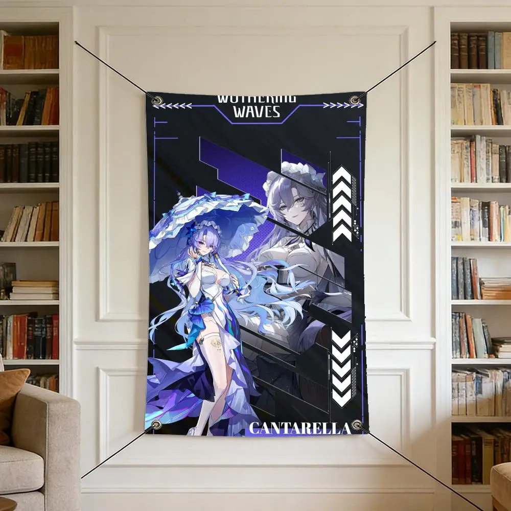 Bandera de juego W-Wuthering Waves - Kuro Game Flags, bandera cálida para el hogar con 4 ojales, sin arrugas, para interior y exterior
