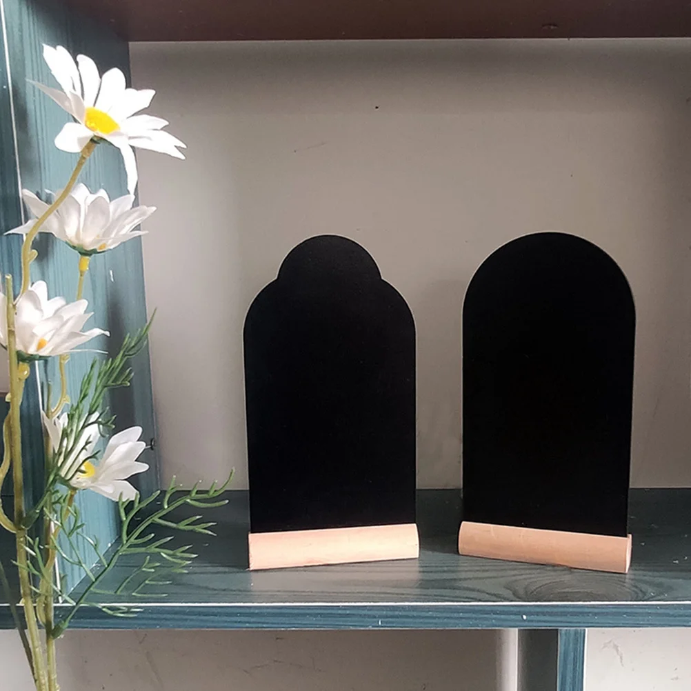 Mini tableaux noirs en forme de pierre tombale, 4 pièces, décoration artisanale en bois, tableaux d'écriture de notes, panneaux d'affichage de bureau pour la maison