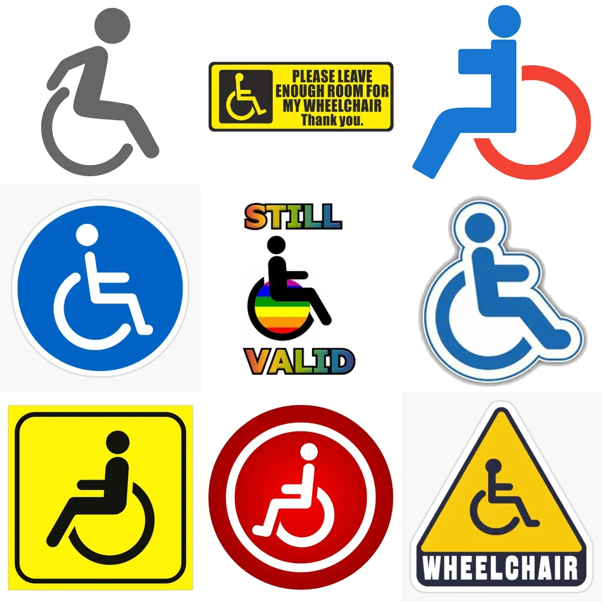 

Disabled Wheelchair Warning Sign Creative PVC Stickers for Car Helmet Window Fridge Wall Room Decoration Accessories
