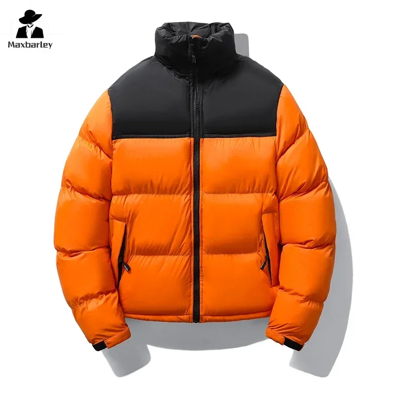 2024 Winter Short Down Jacket Men's Street Fashion Stitching Stand Collar Windproof Warm Parka Women's Casual Snow Padded Jacket