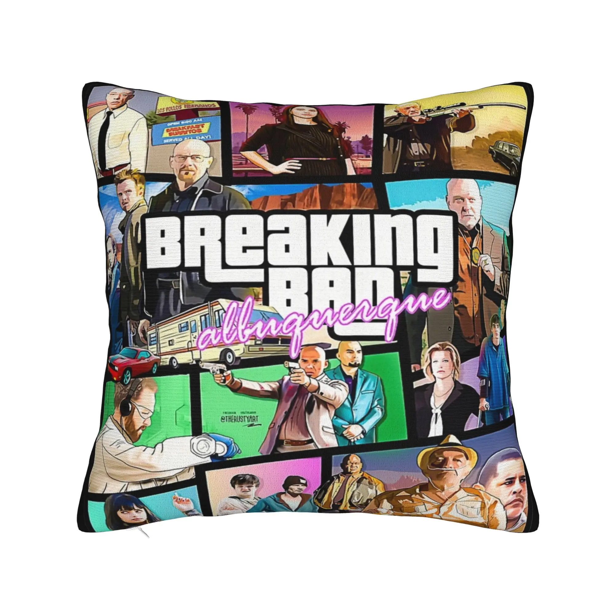 Breaking Bad Albuquerque Custom Game Art Square Pillow Case Cushion Cover Funny Polyester Decorative Pillowcase for Home 40*40cm