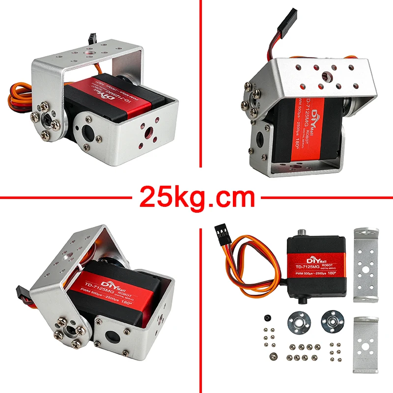 15/20/25/30/35kg Servo digitale in metallo 4.8-8.4V 180/270 gradi Servo a doppio asse Motore spazzolato Controllo dell'angolo per robot Auto RC