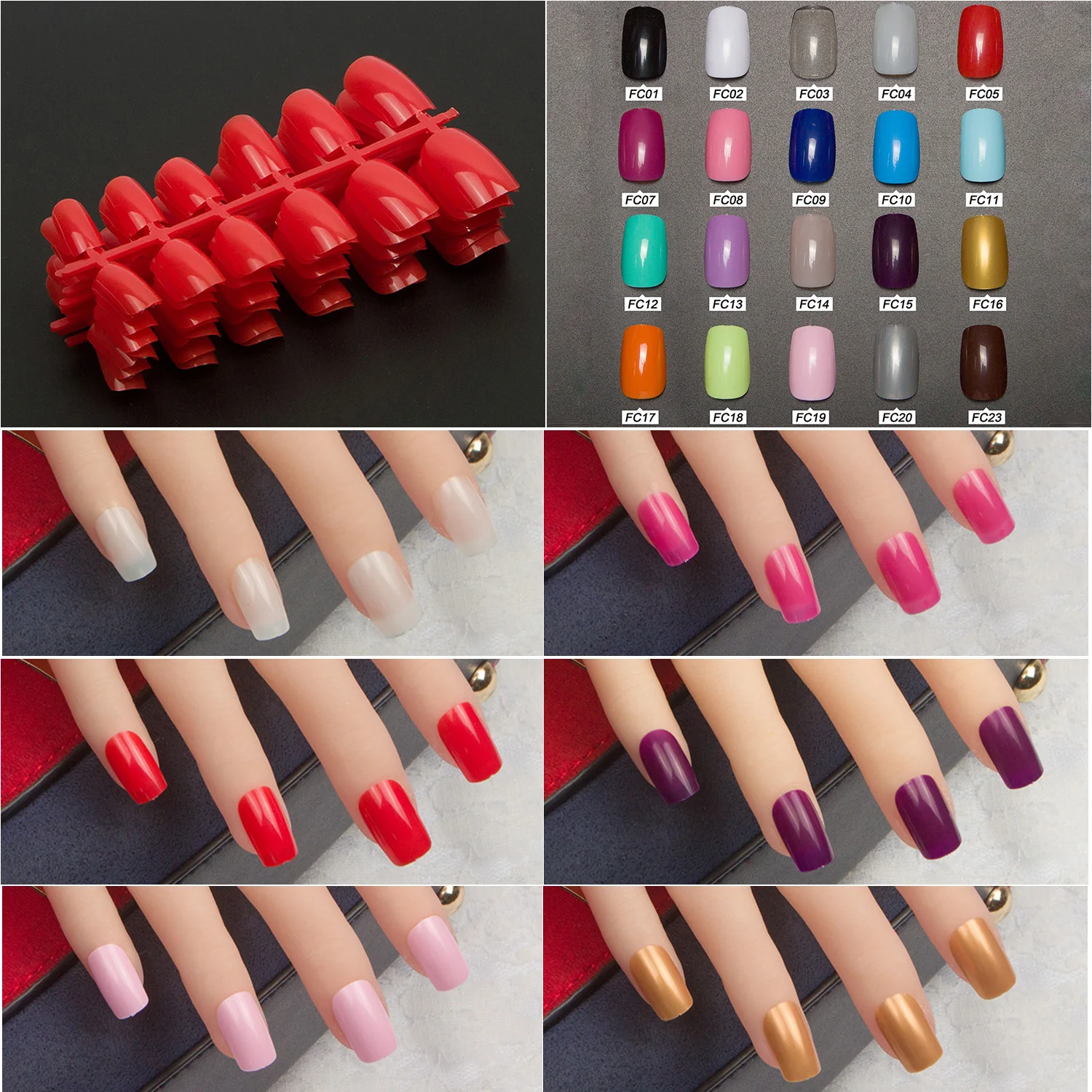 600pcs/pack Full Cover Acrylic Nail Tips Square Shape False Nail Tips 10 Sizes Short Faux Ongles Fake Nails For Nail Art Designs