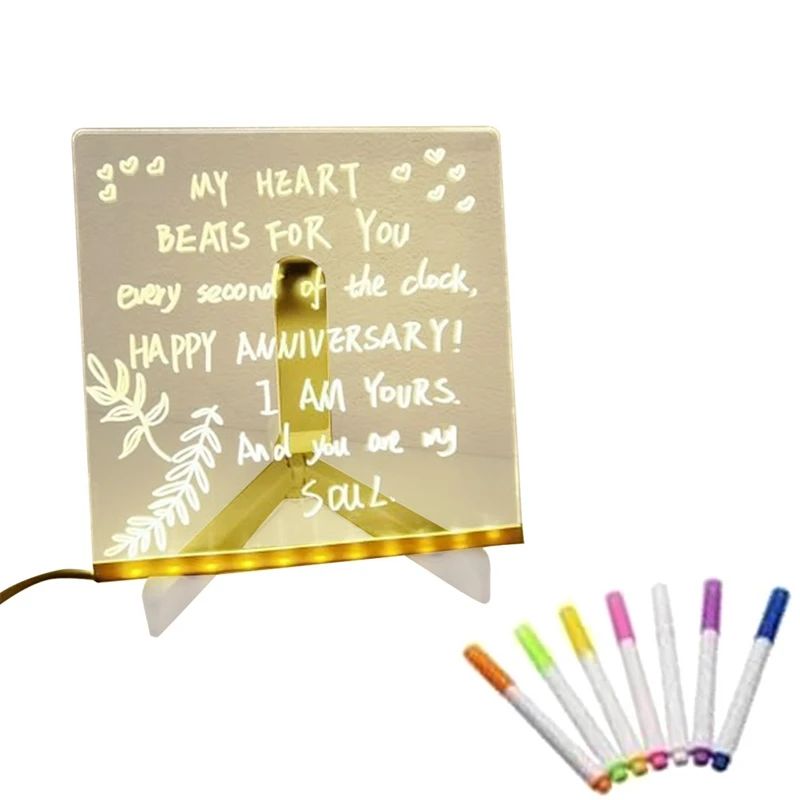 

LED Note Board With Colors Acrylic Dry Erase Board With Light Dry Erase Board Glowing Acrylic Message Marker Board