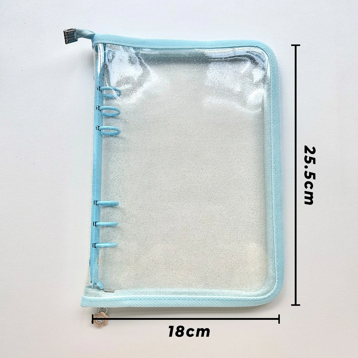A5 Transparent Binder Shell Waterproof PVC Binder Cover With Zipper For Refillable Notebook Shell Sparkling Planner Cover
