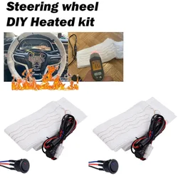 Car Steering Wheel Heater Kit 6 Gears Plastic Heat Pads Wireharness Switch Heating Warm 12V Carbon Fiber Pad 6 Led Shift Switch