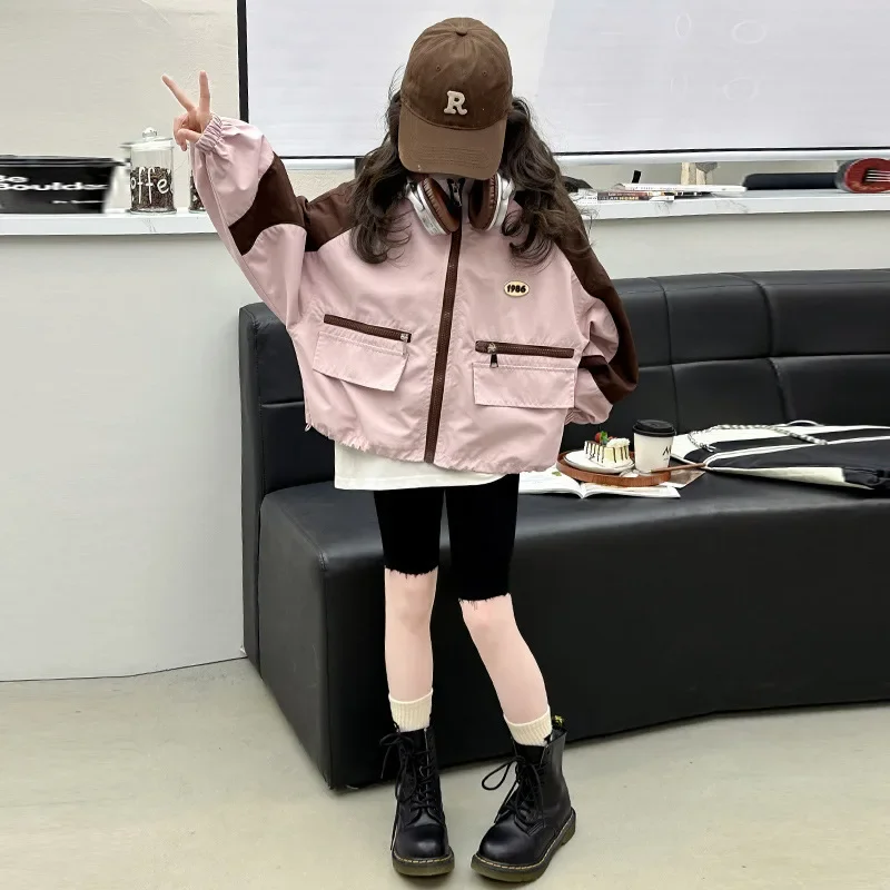 Girls' Spring 2024 New Coat Children's Fashionable Loose Jacket Girls' Internet Red Rush Top