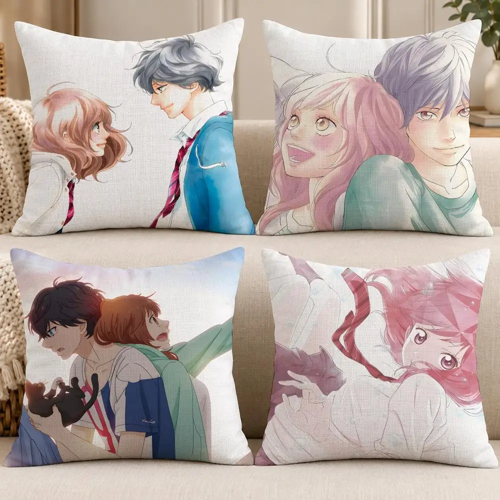 Anime Japanese Manga A-Ao Haru Ride Cushion Cover Soft Short Plush throw pillow Sofa Bedroom Den Car Dorm Decor Gifts