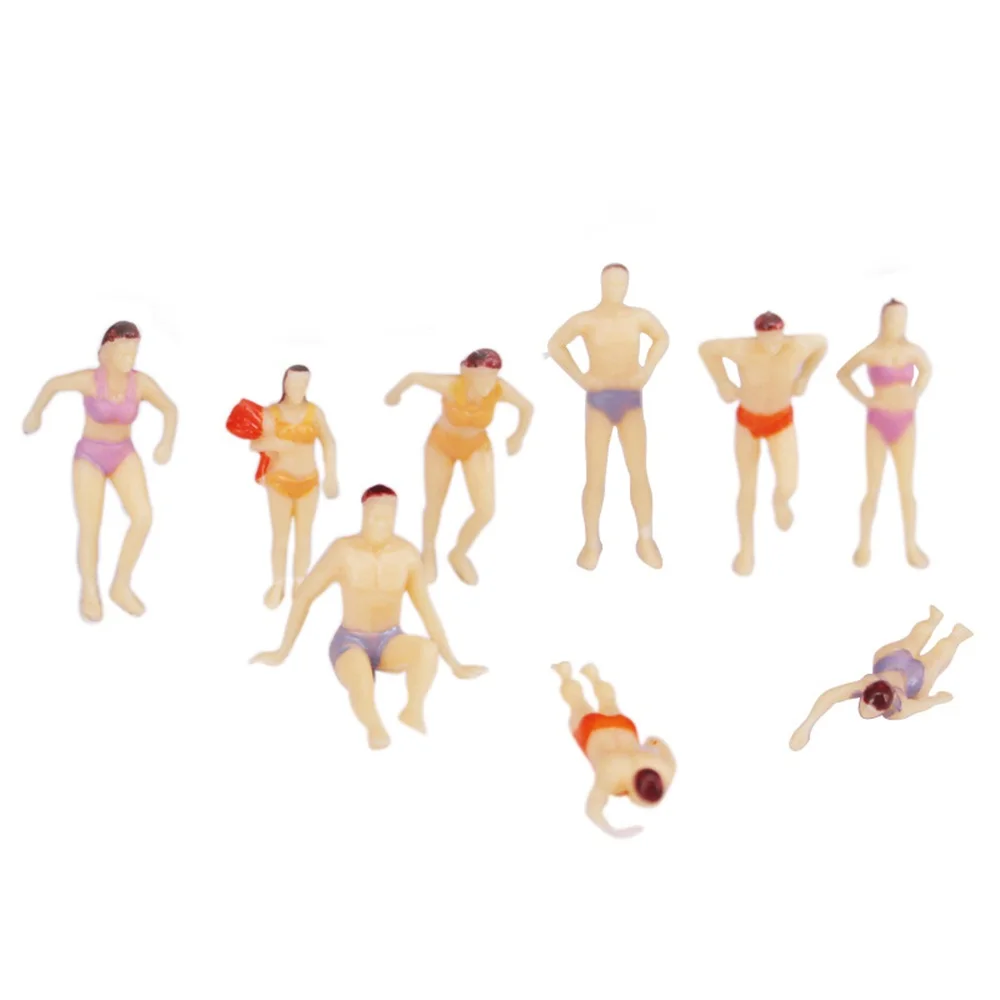 Modelo de 20 piezas de personas de playa, 1,0 pulgadas/2,6 cm, diferentes Poses, escala 1:75, modelo masculino y femenino en miniatura, figuras de