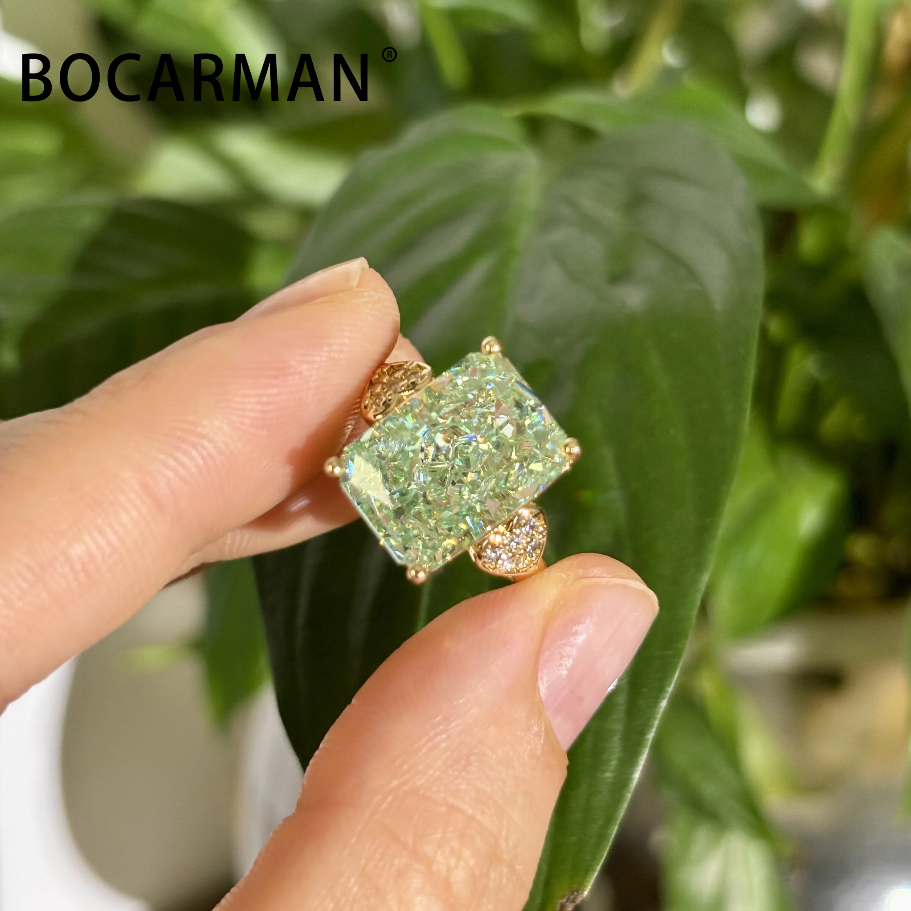 Women's Rectangular Ice Cut Mint Green Cubic Zirconia Ring, Vintage
