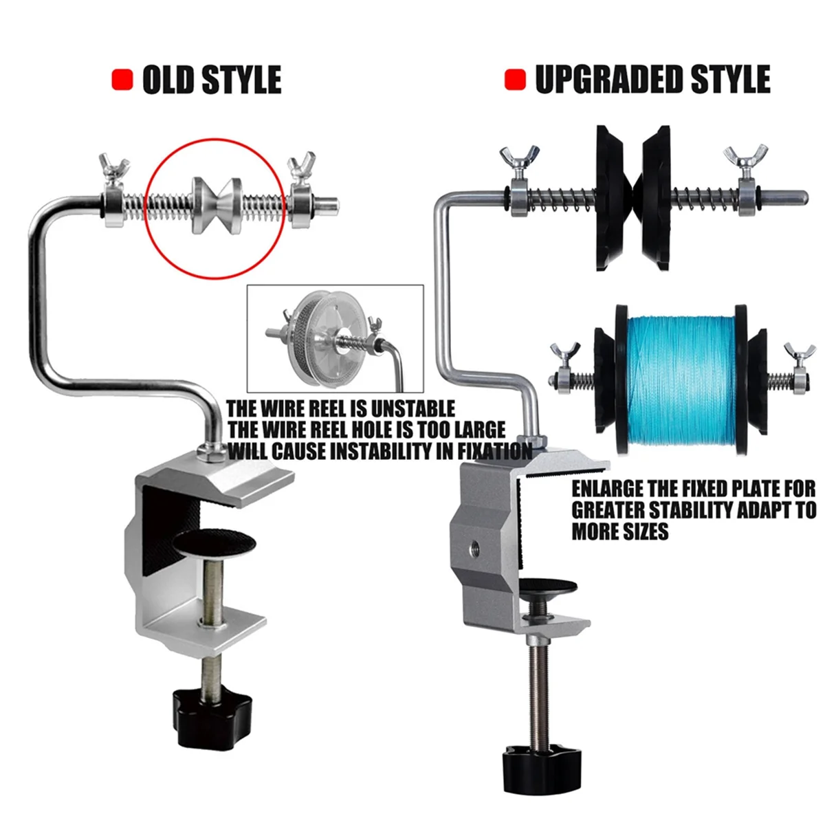 Fishing Line Spooler with Clamp Fishing Reel Line Spool Spooler System Vertical Curved Fishing Line Winder