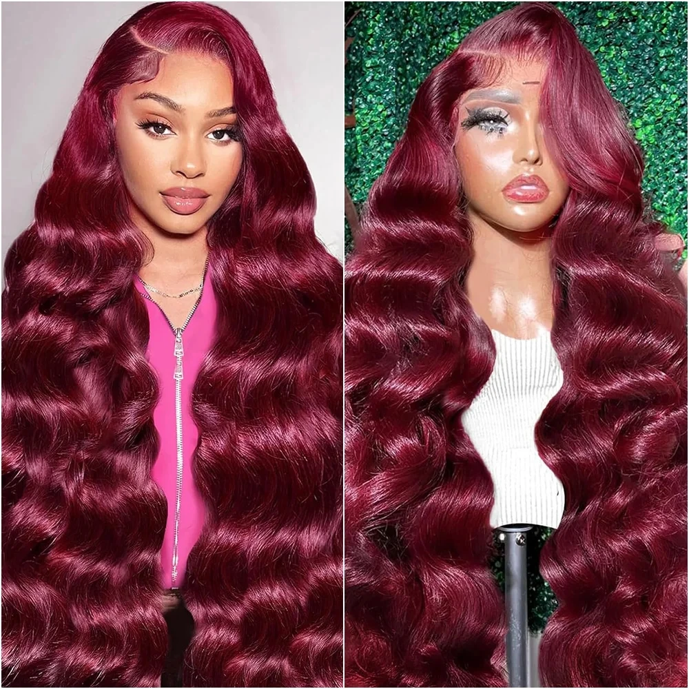

Парик из натуральных волос 13x6 HD Lace Frontal, плотность 220, цвет 99J бордовый, с эффектом Body Wave, 13x4 Lace Front, бразильский, предварительно пророщенный, для чернокожих женщин