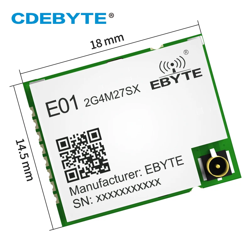 CDEBYTE E01-2G4M27SX nRF24L01P 2.4GHz internal PA LNA 4km SMD 27dbm GFSK SPI wireless module