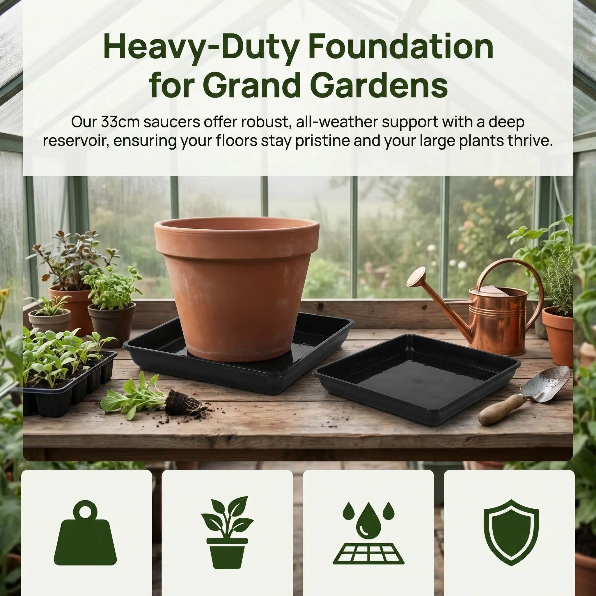 2Pcs Thickened Plant Tray Saucer Flower Pot Holder Water Collector Stable Load Bearing Plastic Planter Plate Indoor Outdoor Use