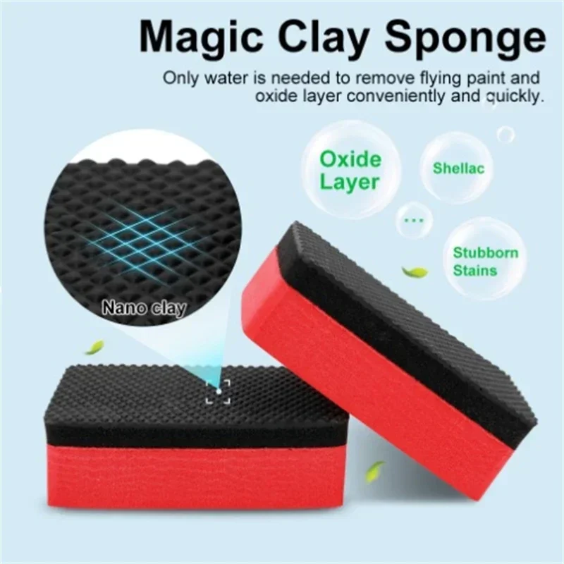 1/5pcs Car Magic Clay Sponge Bar Pad Decontamination Sponge Block Cleaner Cleaning Eraser Wax Polish Pad Car Washing Tool