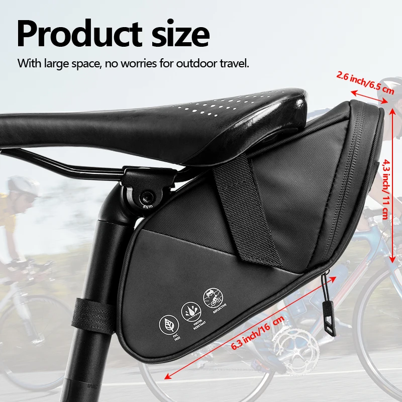 Bike Saddle Bag Waterproof Cycling Saddle Bag Bicycle Bag 1,5L Bike Saddle Bag Under Seat, Black