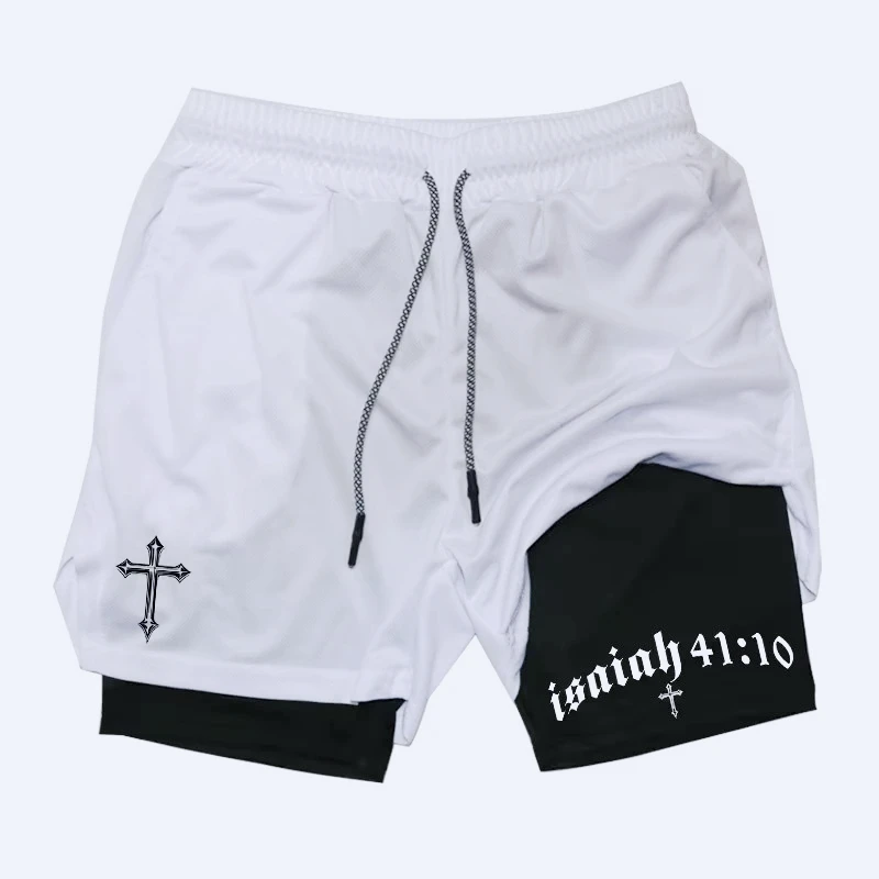 

Fitness Shorts Men's Printed Two-in-one Basketball Sweatpants Summer Quick-drying Breathable Running Training Pants Beach Pants