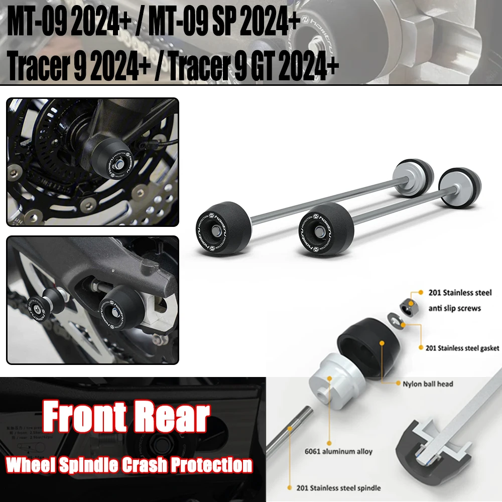 

2024 New Motorcycle Front & Rear Axle Fork Crash Sliders Wheel Protection For YAMAHA MT-09 SP MT 09 Tracer 9 GT Tracer 900
