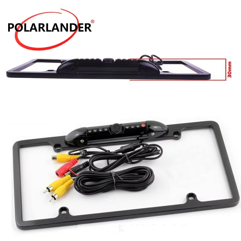 Waterproof Car Rear View US Licence Plate Frame Camera with 8 LED Lights Night Vision