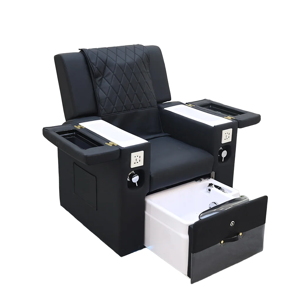 

Luxury Pedicure Chair for Nail Salons Reclining Design with Electric PU Leather and Foot Bath Professional Nail Spa Equipment