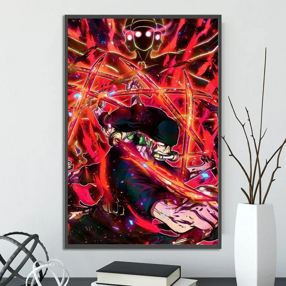 One Piece Self-adhesive Poster Zoro Luffy Wallpapr Cartoon Home Decoration Print Painting Anime Wall Art Classic Hot Blooded