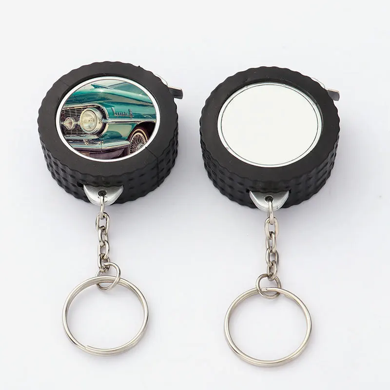 20 pcs Sublimation Tire Tape Picture Frame With Key Chain Heat Press Key Holders Blanks for DIY Bag Key Gift Crafting