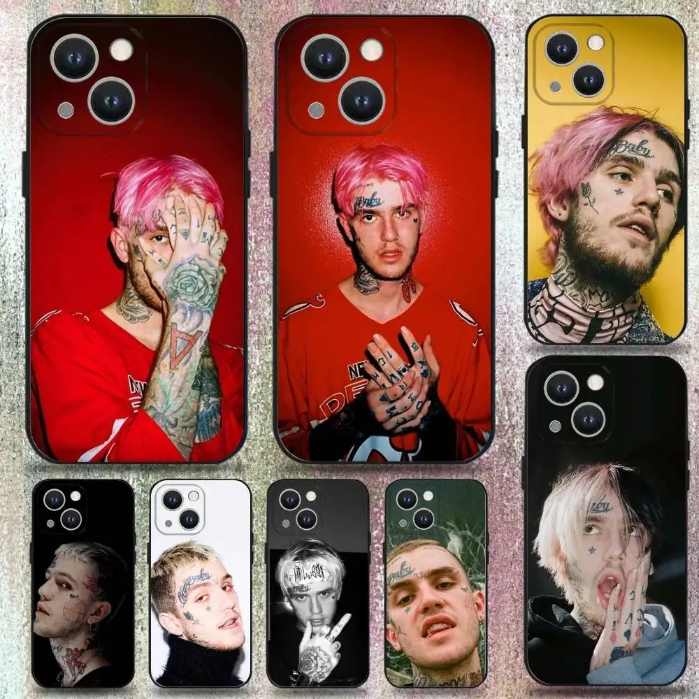 

Rapper L-Lil R-Peep Phone Case For iPhone 16,15,14,13,12,11 Plus,Pro Max,XS,X,XR,SE,Mini,8,7,Soft Silicone Black Cover