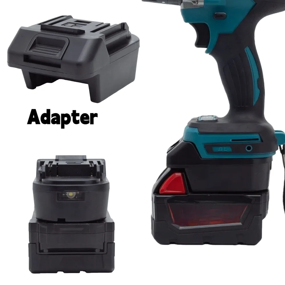 Pour Milwaukee 48-11-1820/1822/1840/1850/1852/1860/1862 adaptateur de batterie 18V pour perceuse électrique Makita 18V avec USB et lumière LED