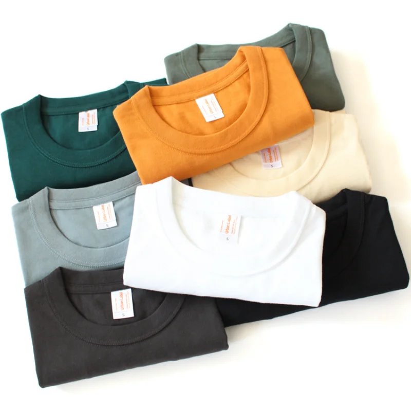 

220g Cotton Comfortable Thickness T-shirt Men's Round Neck Short Sleeves Heavy Casual Pullover Top Women's Simple Basic T-shirt