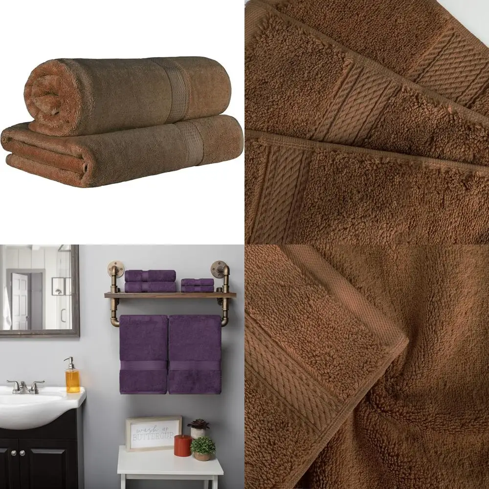 

Luxurious Egyptian Cotton Bath Sheets Set, 2-Piece Shower Towels, 34x68 Inches, Chocolate Brown, Premium Quality Bathroom Essent