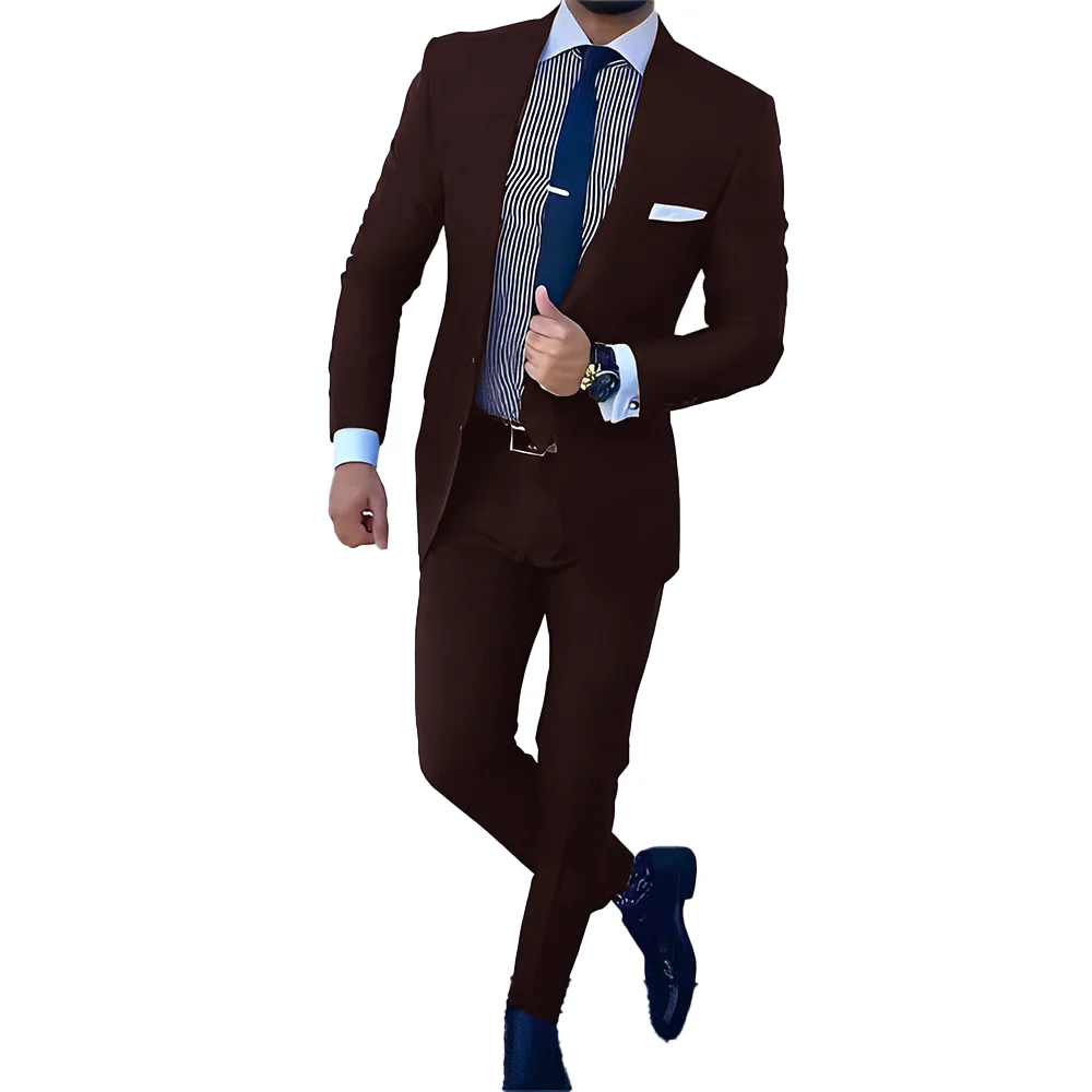 Royal Blue Business Men's Suit 2 piece suit Formal Work Clothes Office Slim Fit Jacket Pants Wedding Groom Tuxedo Party Dress
