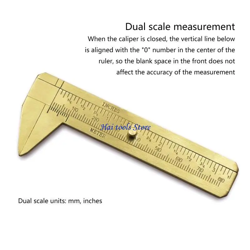 X37E Sliding Gauge with Double Scales mm/inch Mini Brass Pocket Ruler 80mm Measuring