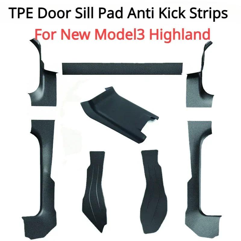 

Anti Kick Strips for Tesla Model 3+ Front Rear Door Sill Pad Central Control Side Guard TPE New Model3 Highland 2024 Accessories