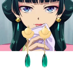 Anime The Apothecary Diaries Emerald Gemstone Earrings Pendant Maomao Golden Ear Cosplay Fans Gift For Women Jewelry Accessories