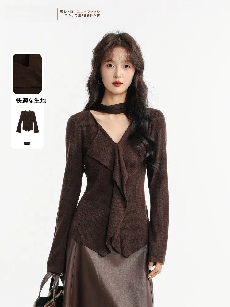 

V-Ne Bell Sve Sweater Winter New Sle Memory's Start Point Loose Fit Women's Faion Commute Sle Long Sve Top