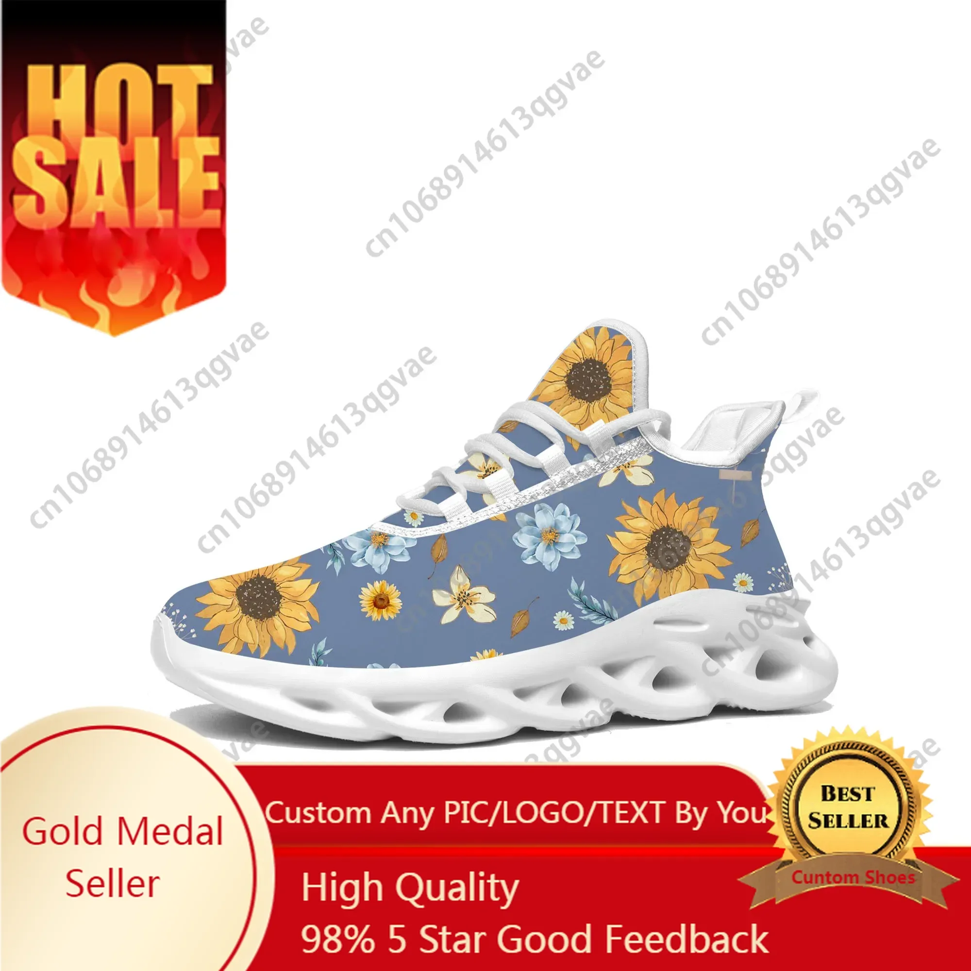 Sunflower Yellow Flower Flats Sneakers Mens Womens Sports Running High Quality Sneaker Lace Up Mesh Footwear Tailor-made Shoe