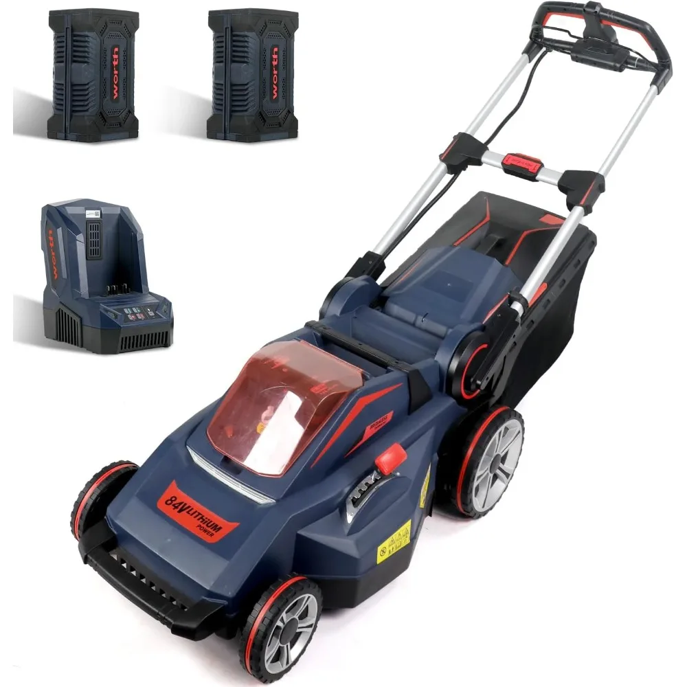 84V Lithium Battery Lawn Mower - Self Propelled Electric Cordless with Brushless Motor, 2 2.5AH Batteries & 1 Super Charger