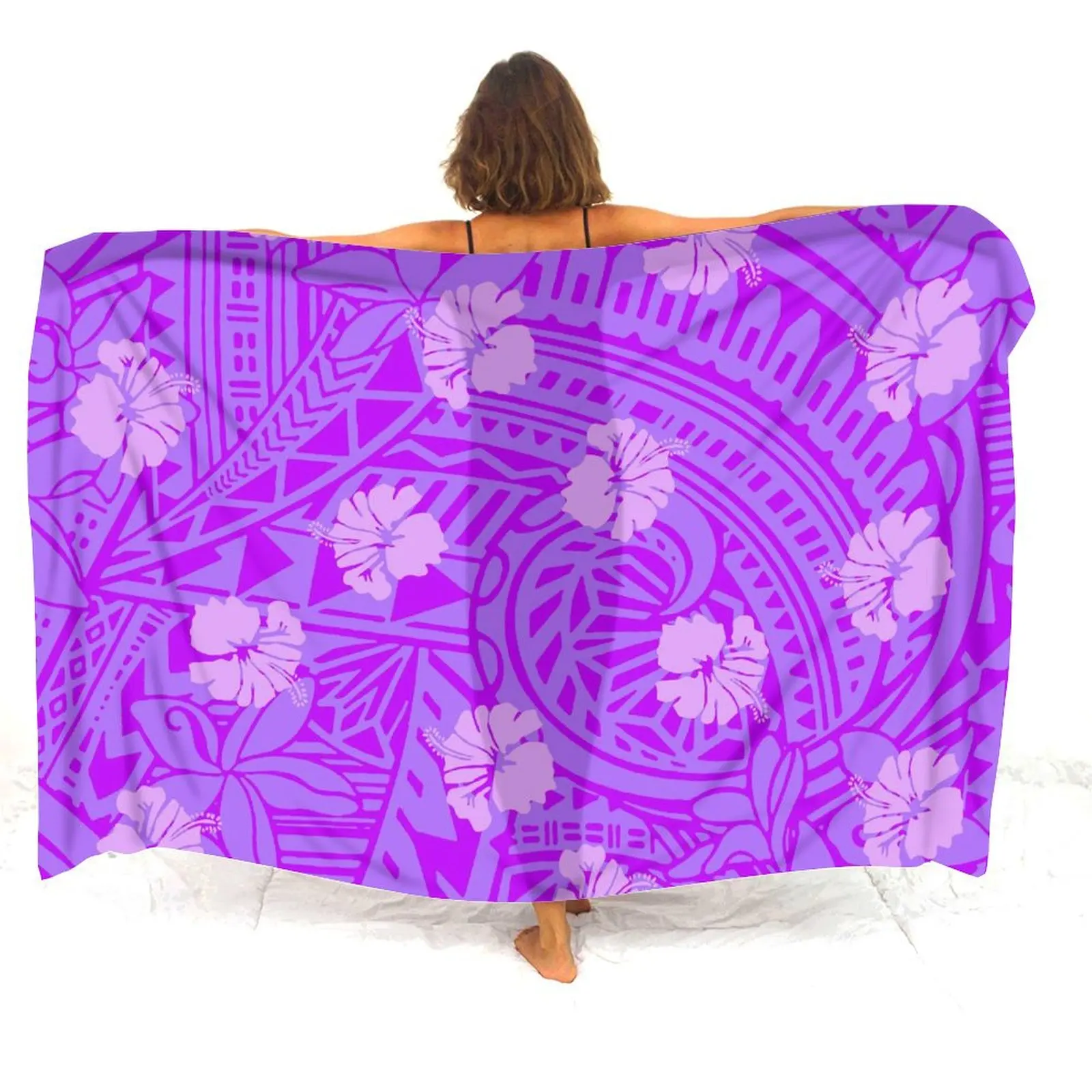 Bikini cubrir chal falda para la playa mujeres polinesio personalizado Retro moda pareos playa abrigo isla Sarong traje de baño mujer Sarong